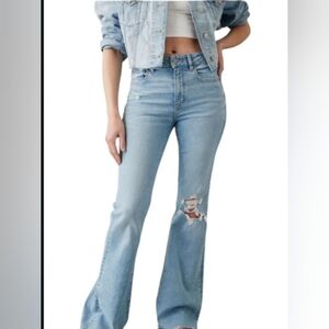 American Eagle By Payless Blue Flare Wide Leg Jeans